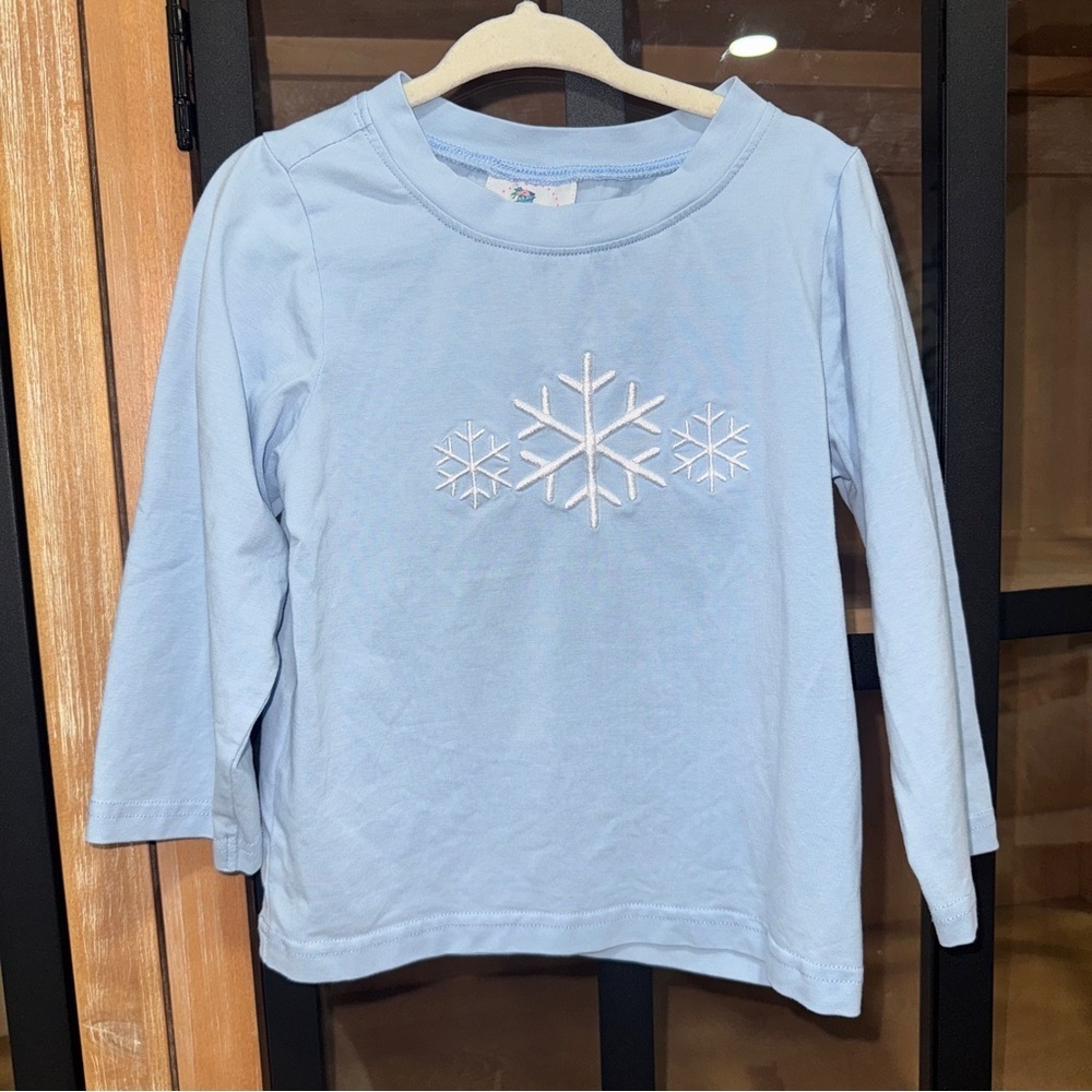 Snowflakes applique tee long sleeve elsa winter christmas frozen embroidered